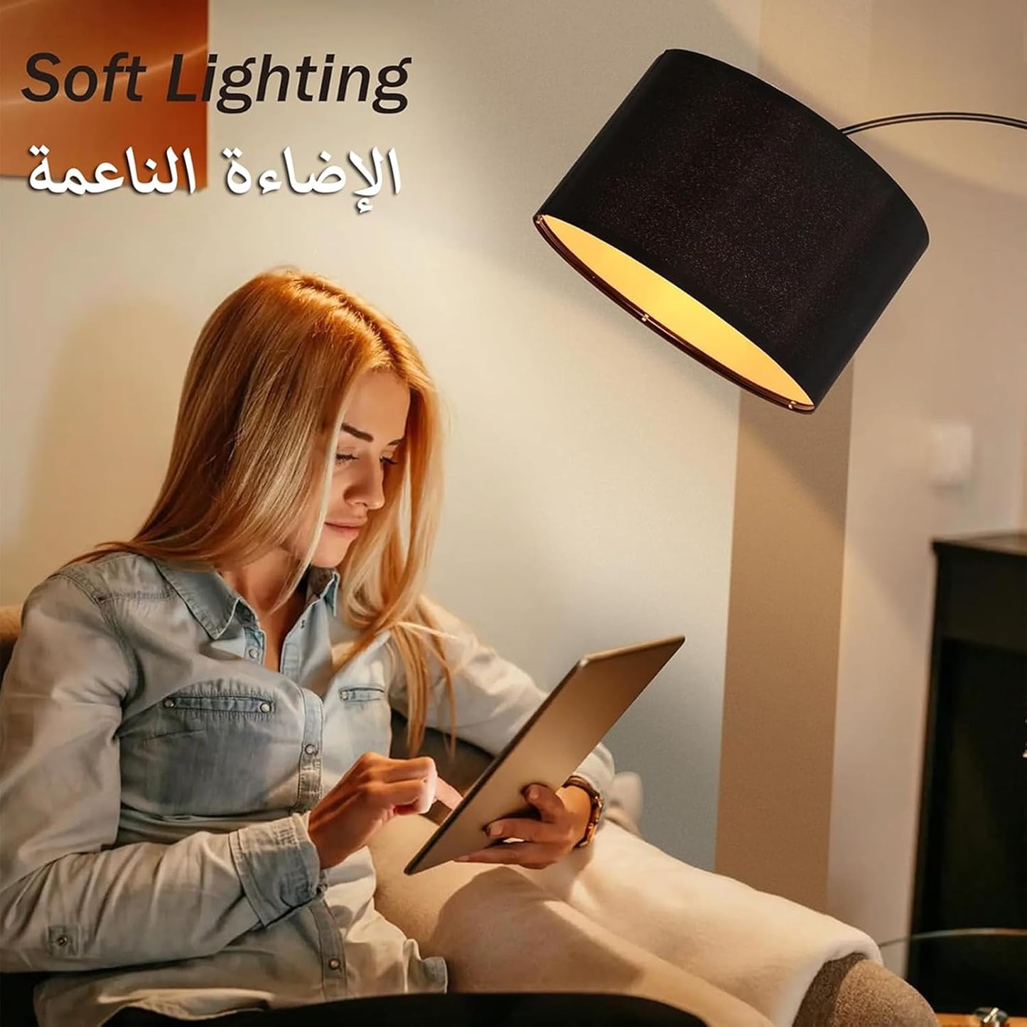 Tiokkss Arc Floor Lamp with Remote Control for Living Room, Stepless Dimmable 12W LED Bulb Included, Adjustable Modern Tall Floor Standing Lamp for Living Room Bedroom