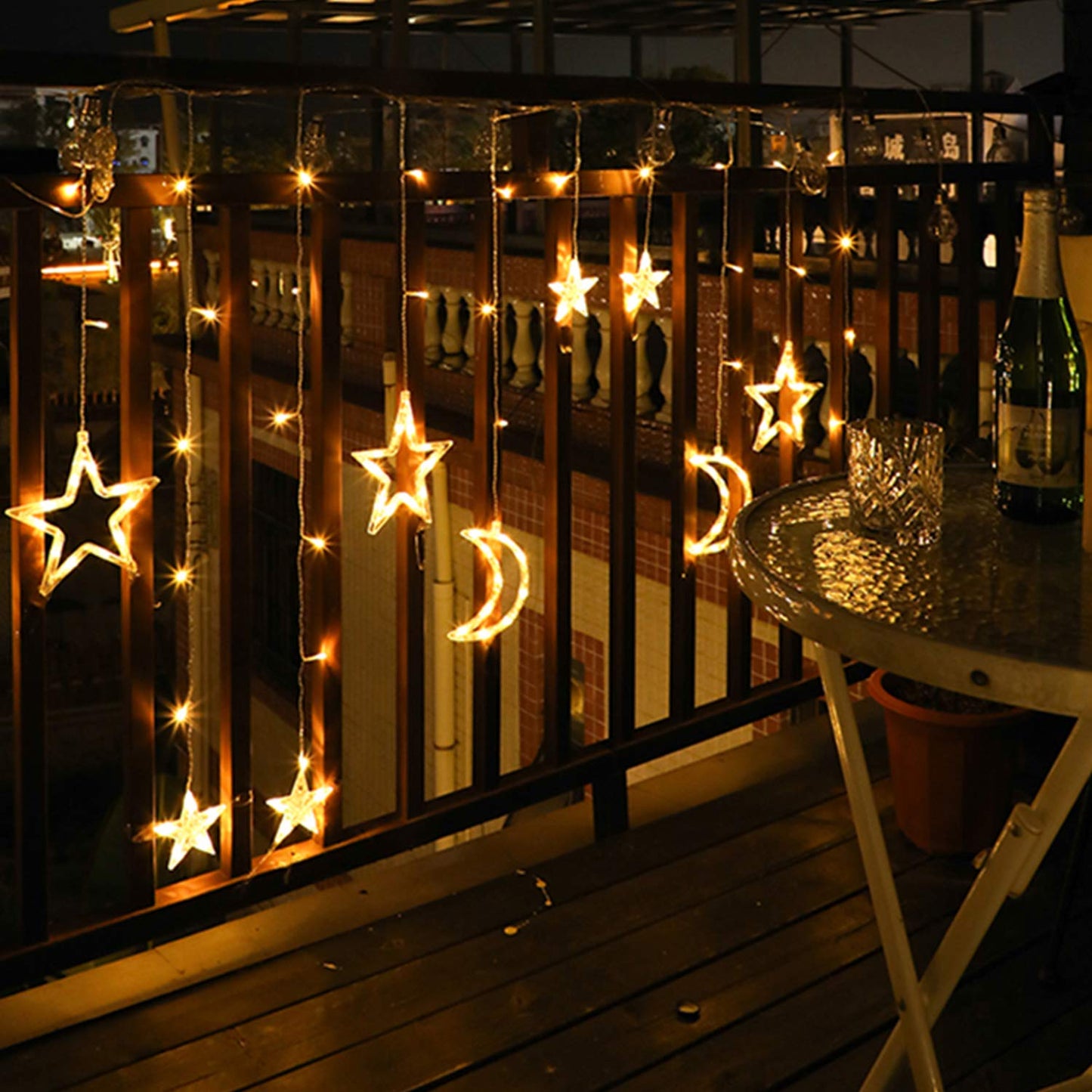 Ramadan Decorations for Home 3.5M Decorative Starry String Curtain Ramadan Lights Moons and Stars LED Night Light for Ramadan Home Decorations Party, USB and Battery Box Powered (Warm White)