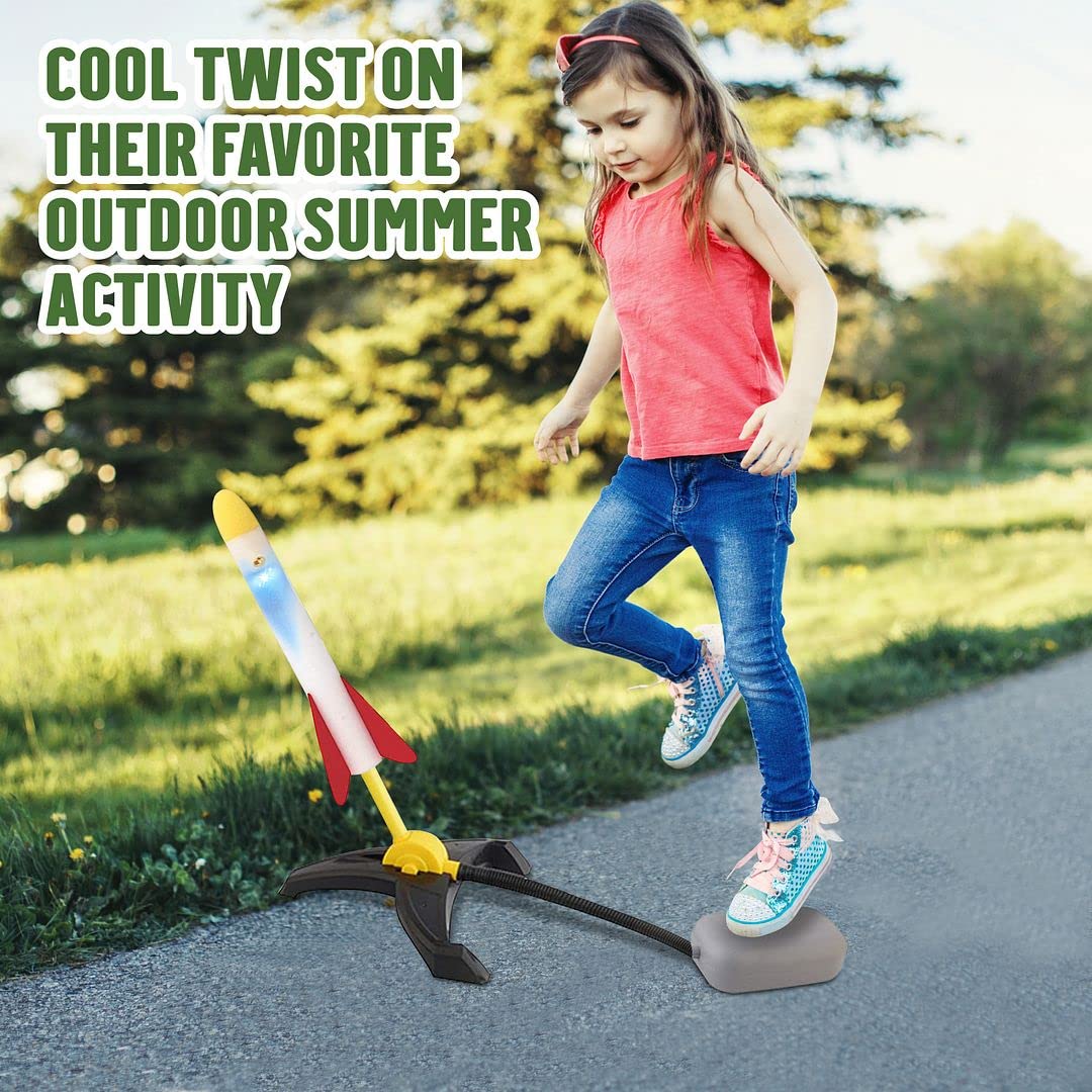 Mtanvxay Dual Rocket Launchers for Kids, Rocket Launcher with 2 Launchers and 6 Foam Rockets ( 2 Glow Rockets), Great Gift Toys for Boys and Girls Ages 5+ Years for Outdoor Play in Backyard or Park