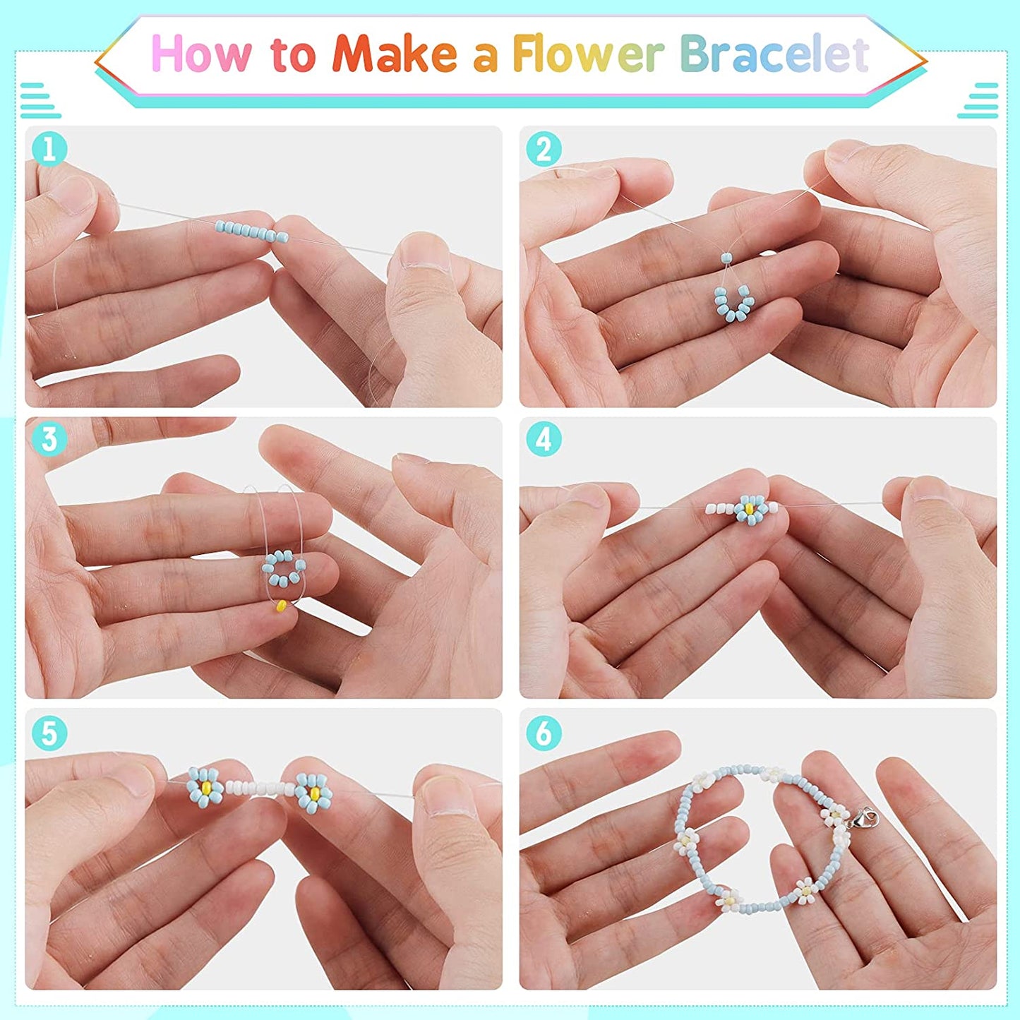 Tiokkss Beads for Jewelry Making, 12000 Pcs 3mm Glass Seed Beads with 1200 Pcs Alphabet Letter Beads for Jewelry Bracelets Making and Crafts with Accessories DIY Material
