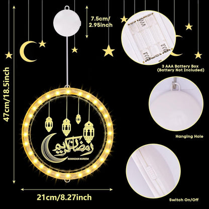 Tiokkss 3D Hanging Ramadan Decorations LED Night Lights Ramadan Festival Room Decoration Ornaments and Eid Decoration Lights Party Decor (Design A)
