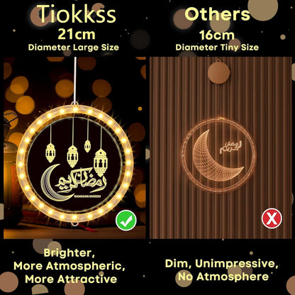 Tiokkss 3D Hanging Ramadan Decorations LED Night Lights Ramadan Festival Room Decoration Ornaments and Eid Decoration Lights Party Decor (Design A)