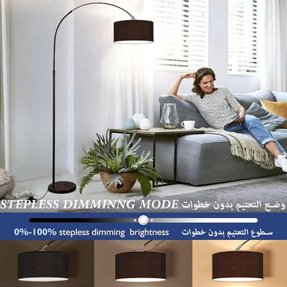 Tiokkss Arc Floor Lamp with Remote Control for Living Room, Stepless Dimmable 12W LED Bulb Included, Adjustable Modern Tall Floor Standing Lamp for Living Room Bedroom