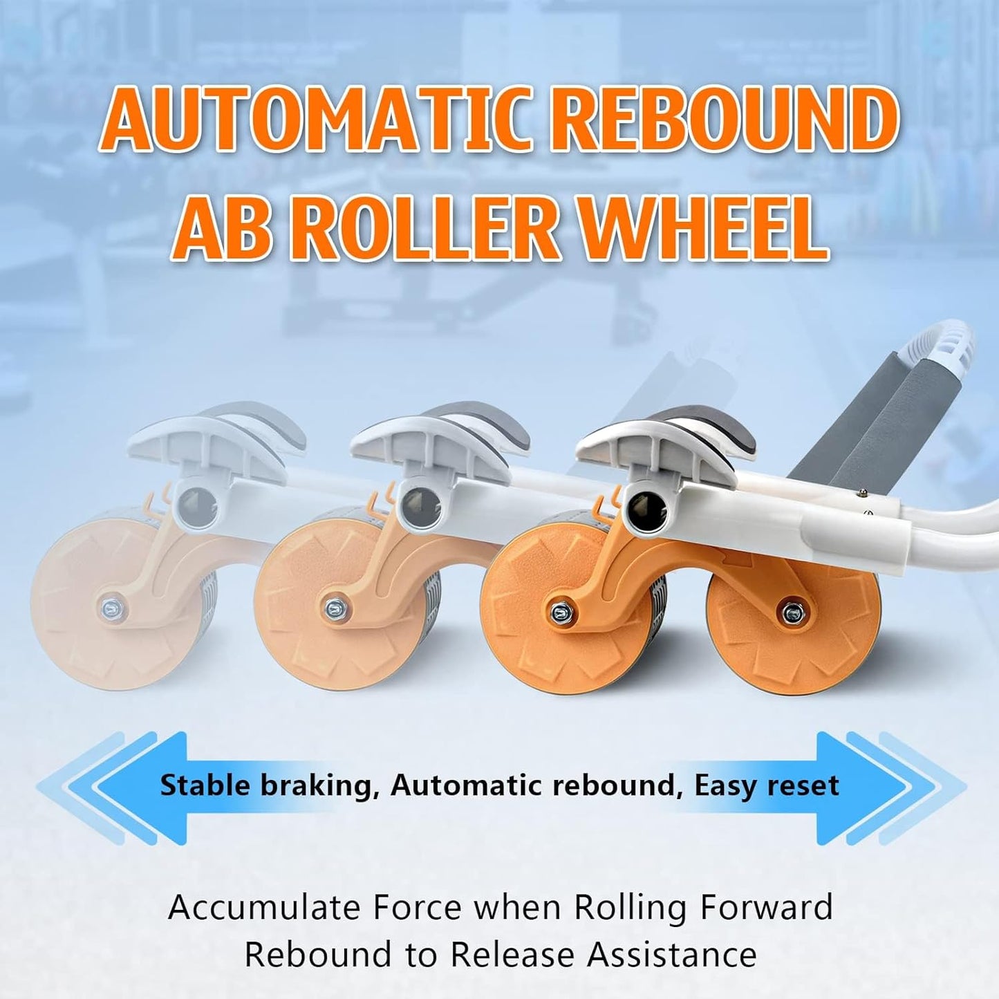 Tiokkss Automatic Rebound Ab Abdominal Exercise Roller Wheel, with Elbow Support and Timer, Abs Roller Wheel Core Exercise Equipment, for Men Women