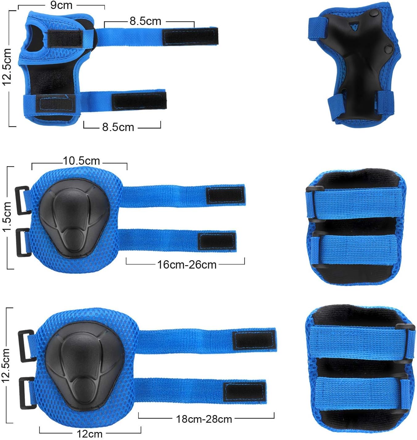 Mtanvxay Kids Helmet Adjustable for Kids Ages 3-8 Years Old Boys Girls, Toddler Helmet with Protective Sports Gear Set Knee Elbow Pads Wrist Guards for Cycling Skateboard Scooter Tiokkss Blue
