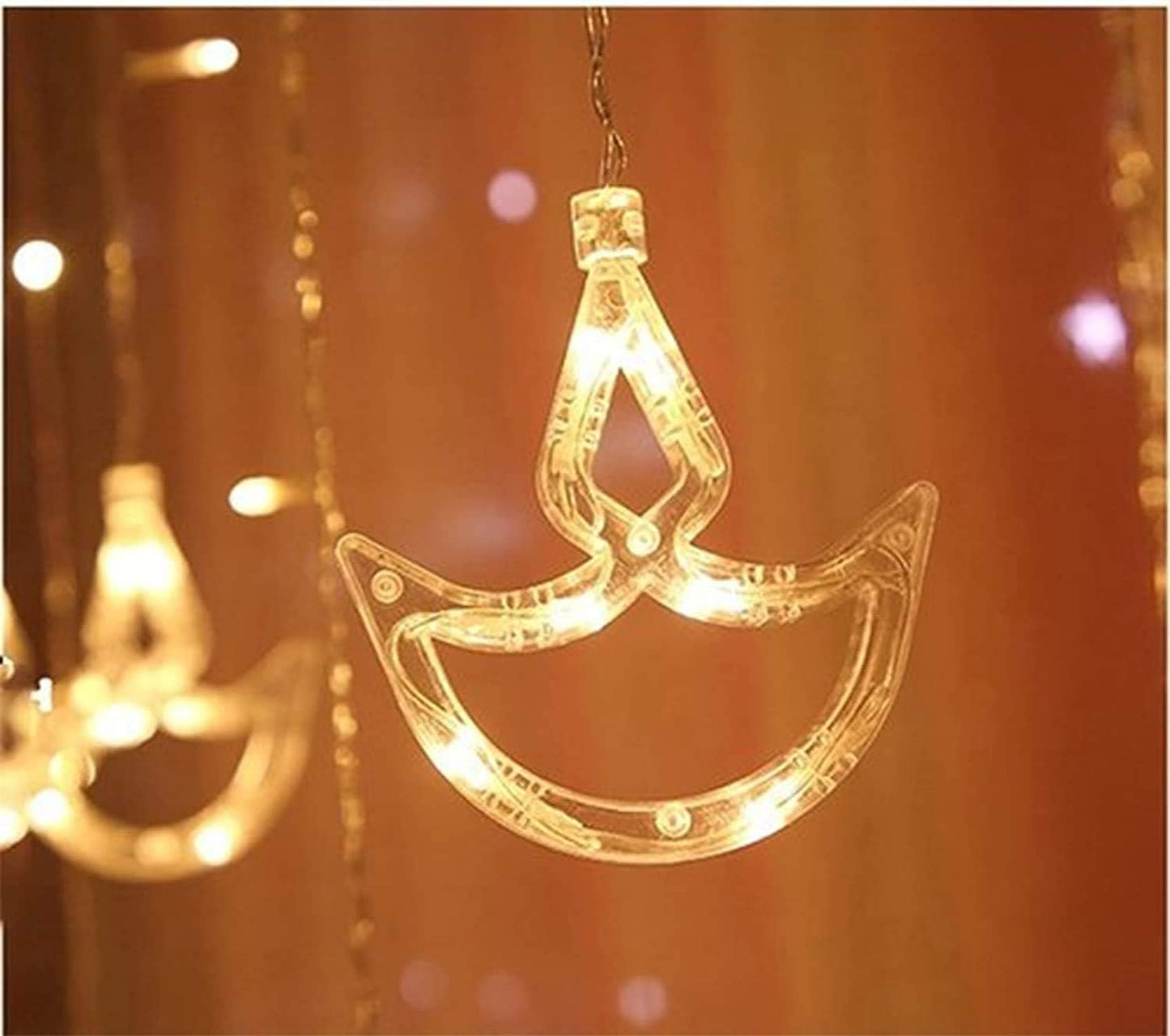 Mtanvxay Diwali Lights Decorations for Home, 12 Hanging Diyas with 8 Flashing Modes Battery Box Powered and USB, Diwali Lights and Diyas for Diwali Wedding Party Bedroom Home Decor Tiokkss Warm White