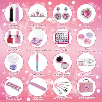 Kids Makeup Kit for Girls, Washable Make Up Set 32pcs Toy for Kids Girls Makeup for Children, Kids Makeup Sets for Girls Birthday Gifts for 5 6 7 8 9 10 Year Old Girls