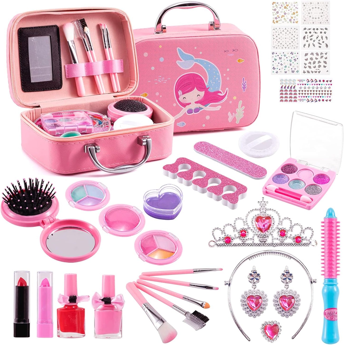 Kids Makeup Kit for Girls, Washable Make Up Set 32pcs Toy for Kids Girls Makeup for Children, Kids Makeup Sets for Girls Birthday Gifts for 5 6 7 8 9 10 Year Old Girls