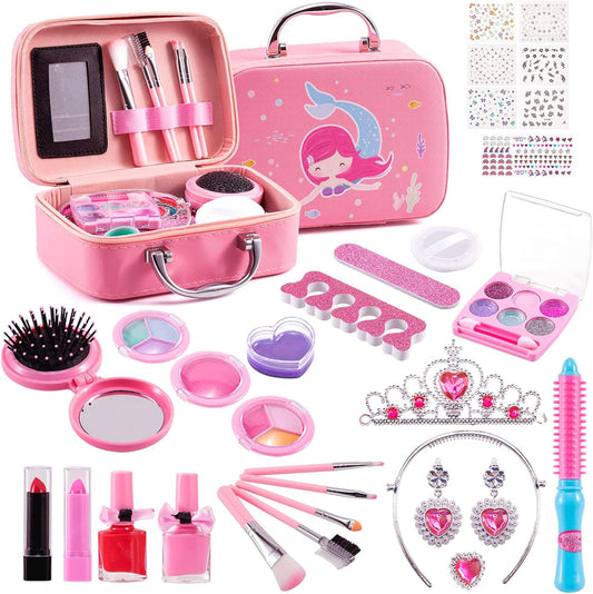 Kids Makeup Kit for Girls, Washable Make Up Set 32pcs Toy for Kids Girls Makeup for Children, Kids Makeup Sets for Girls Birthday Gifts for 5 6 7 8 9 10 Year Old Girls