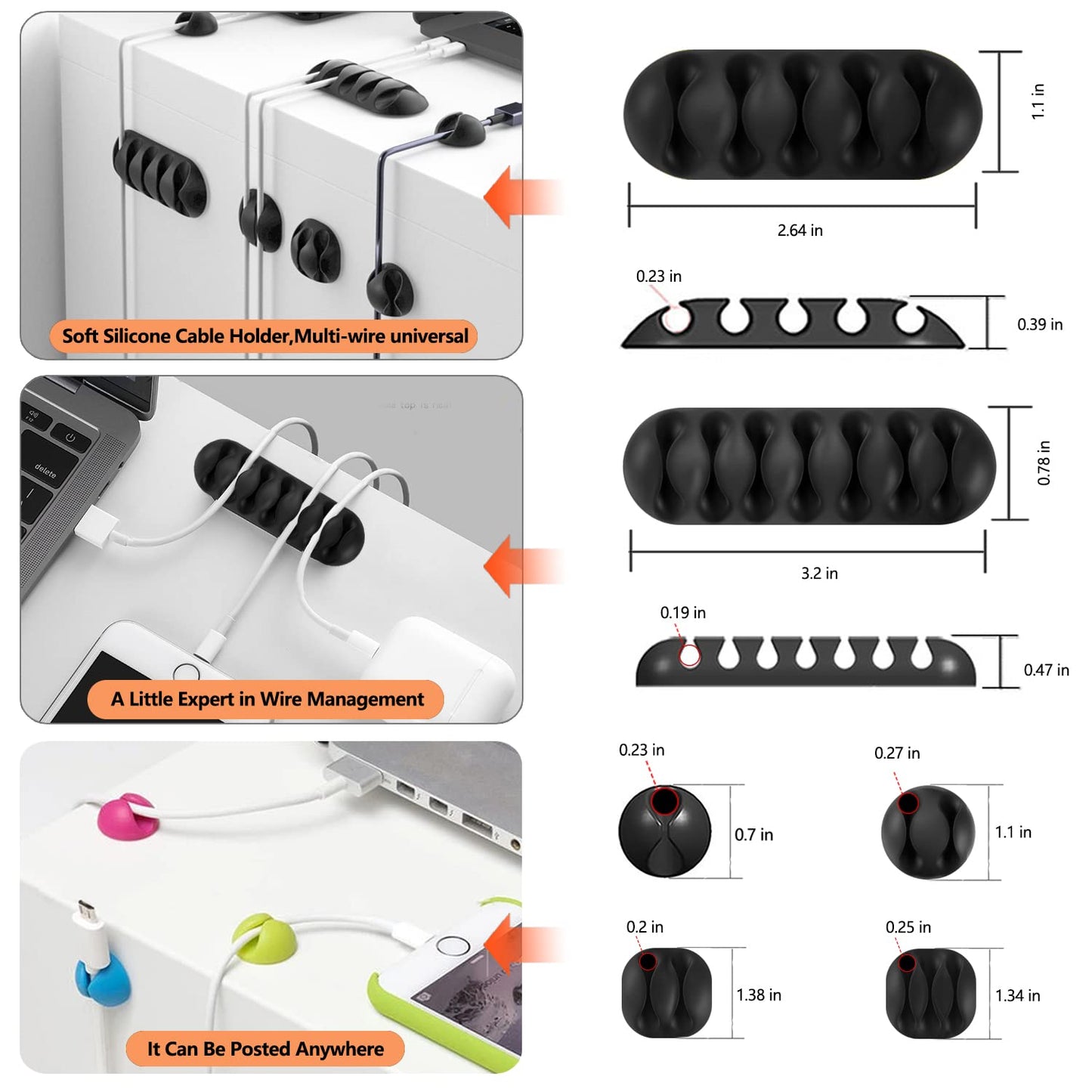 265 Pcs Cable Management Organizer Kit, 4 Cable Management Sleeves, 39 Adhesive Cable Clips, 200 Cable Zip Ties, 20 pcs and 2 Roll Self Velcro Cable Ties, for TV Home Office Cord Holder for Desk etc