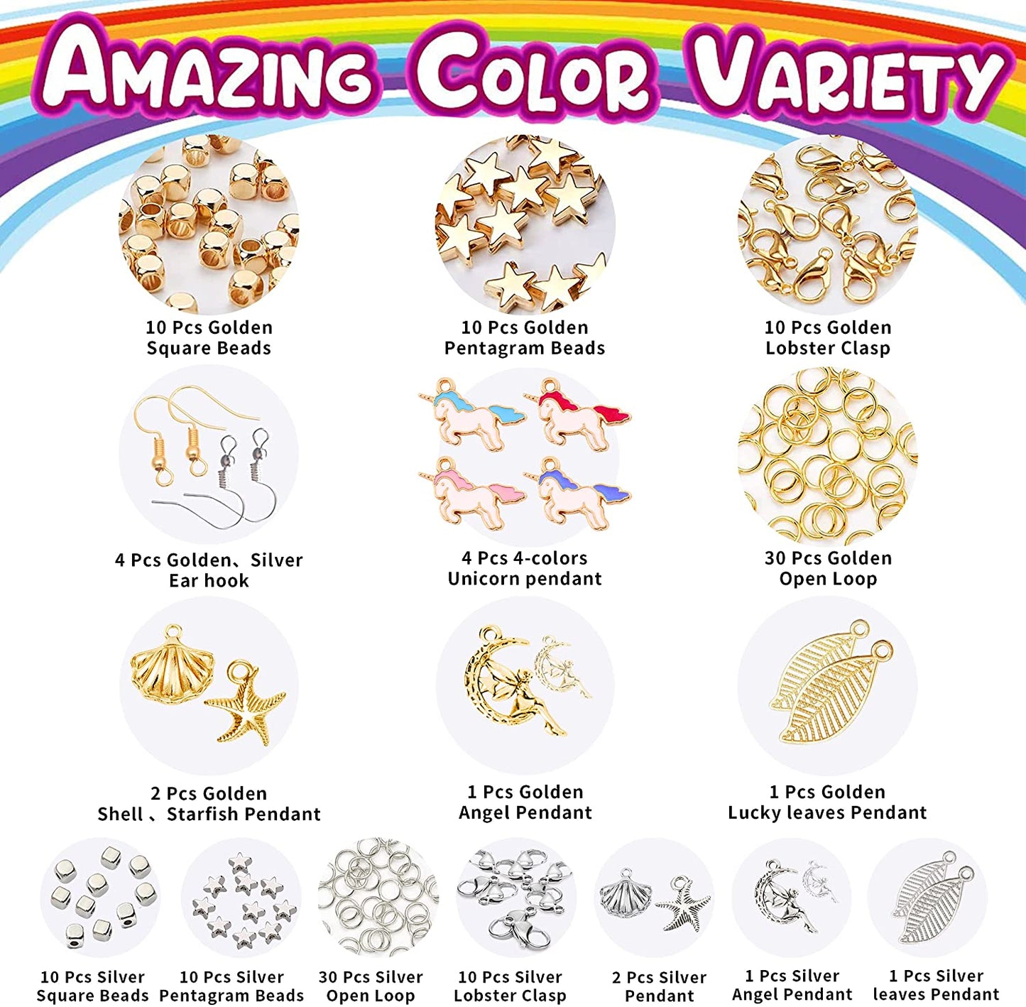 Tiokkss Beads for Jewellery Making, 4mm Seed Beads Set for Bracelet Making, DIY Bracelets Necklace Ring Making Kits Decorations, Charms Pendants DIY Art Craft Kit for Girls
