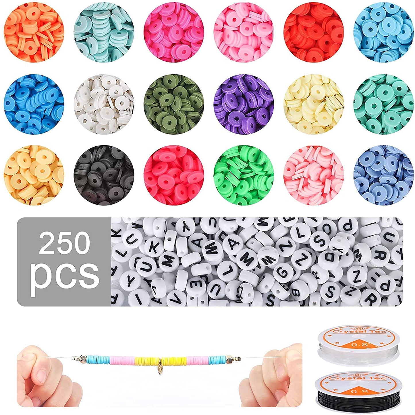 Tiokkss 5000 Pcs Clay Beads for Bracelet Making, 234 pcs Letter Beads with 16 pcs Colorful Hearts Beads for Jewelry Making Kit Bracelets Necklace