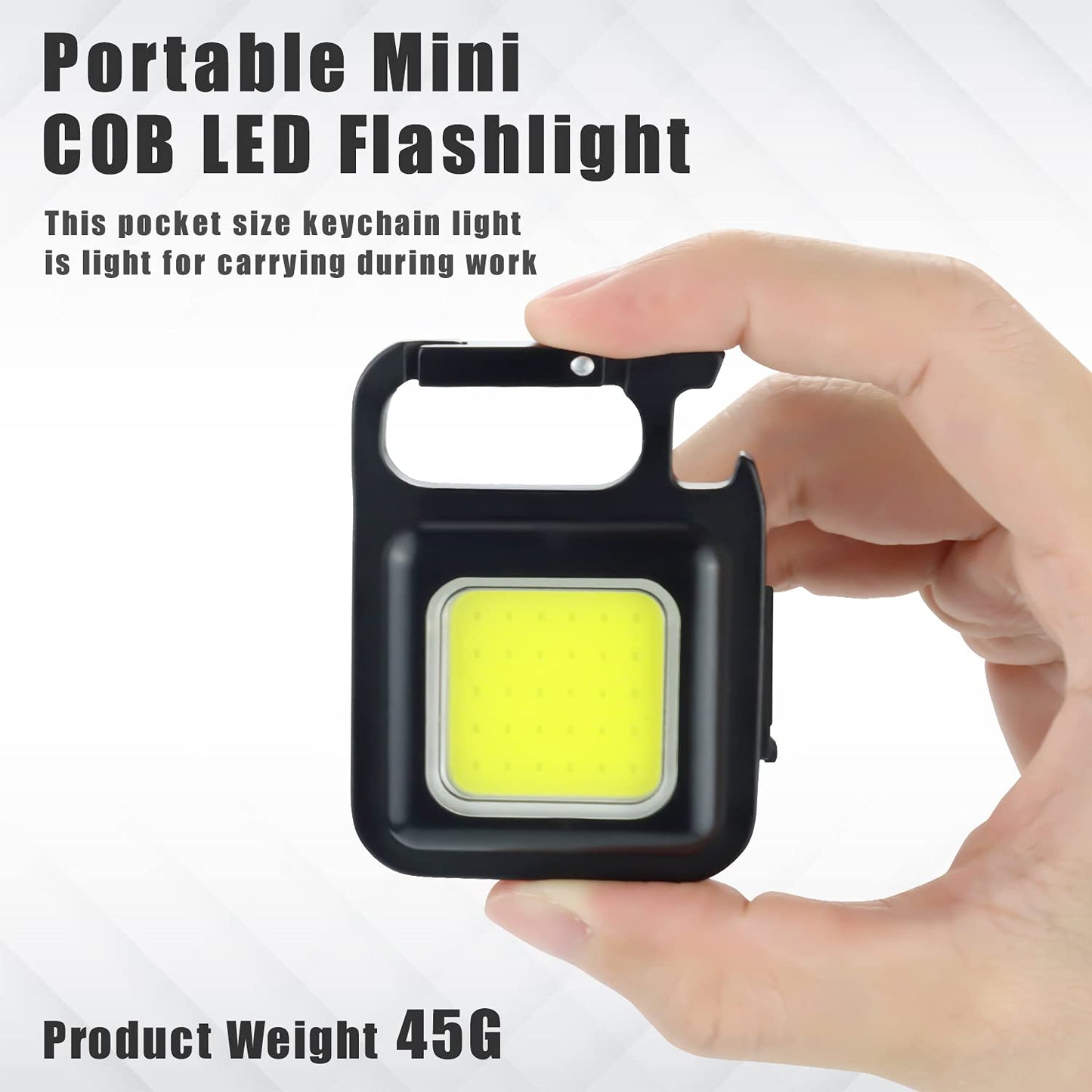 Tiokkss COB Small Flashlights Rechargeable 1000 Lumens Keychain Mini Flashlight 4 Light Modes Portable Pocket Light with Folding Bracket Bottle Opener and Magnet Base for Camping Fishing