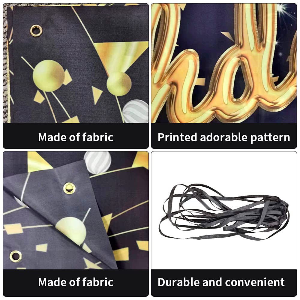 Tiokkss Happy Birthday Party Decorations Set, 100 Pcs Black and Gold Birthday Photography Backdrop Banner Package for Boys Girls Men Women Balloons Birthday Party Set (Black Gold)