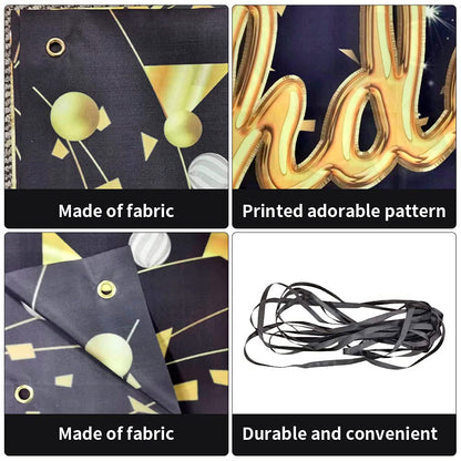 Tiokkss Happy Birthday Party Decorations Set, 100 Pcs Black and Gold Birthday Photography Backdrop Banner Package for Boys Girls Men Women Balloons Birthday Party Set (Black Gold)