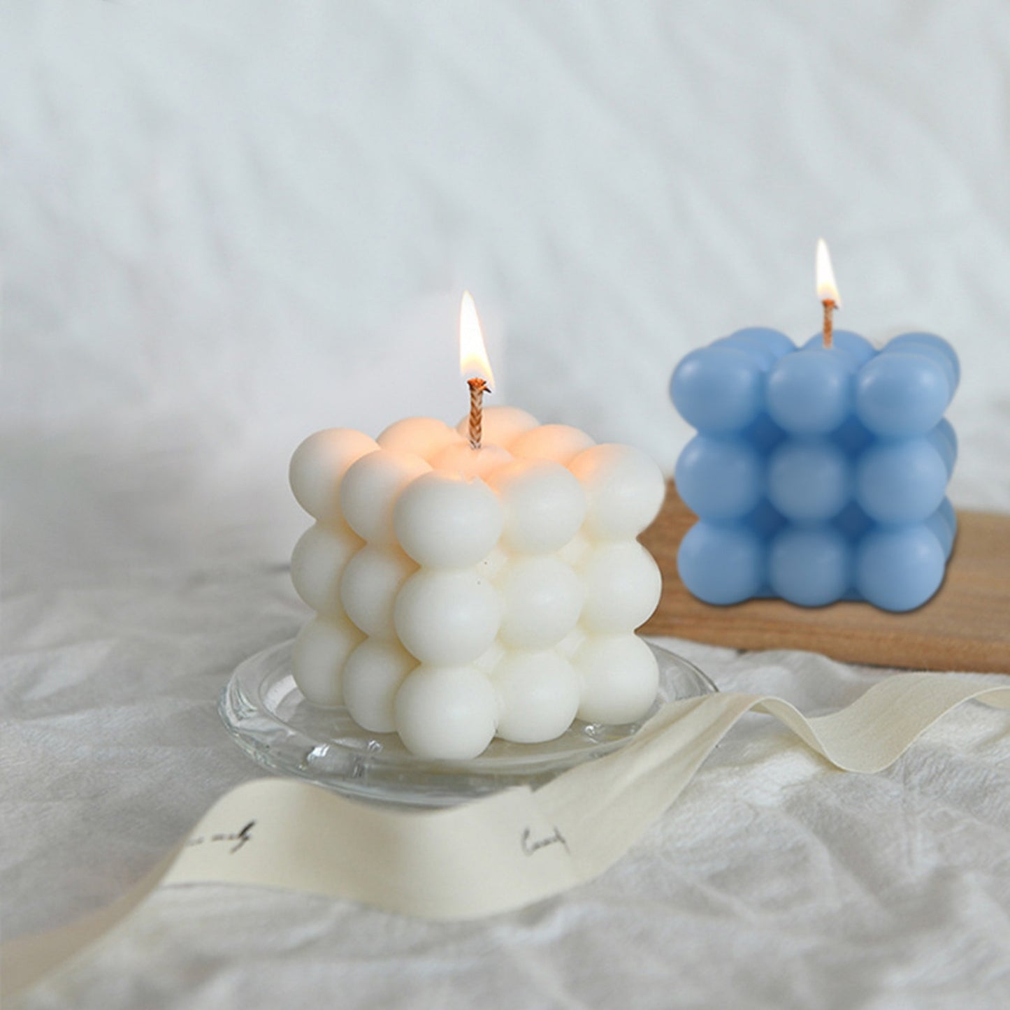 Tiokkss Bubble Candle Cube Soy Wax Candles, Home Decor Candle, Scented Candle Set 2 Pieces, Home Use and Gifting