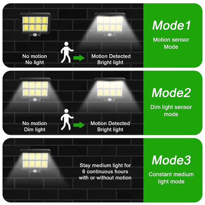 Tiokkss Solar Light Outdoor, 160 COB LED Wired Motion Sensor Security Flood Light with 16.4Ft Cable, Adjustable 3 Modes, IP65 Waterproof Wall Lights for Garage Garden Yard(1 Pack)