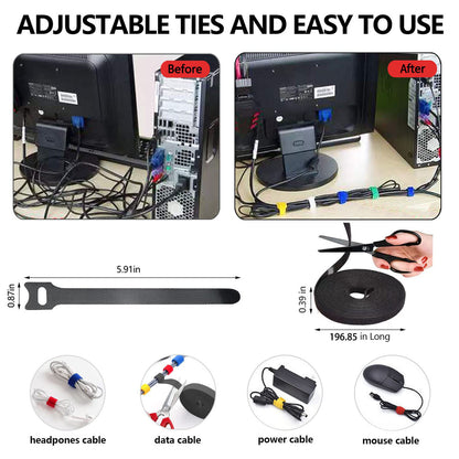 265 Pcs Cable Management Organizer Kit, 4 Cable Management Sleeves, 39 Adhesive Cable Clips, 200 Cable Zip Ties, 20 pcs and 2 Roll Self Velcro Cable Ties, for TV Home Office Cord Holder for Desk etc