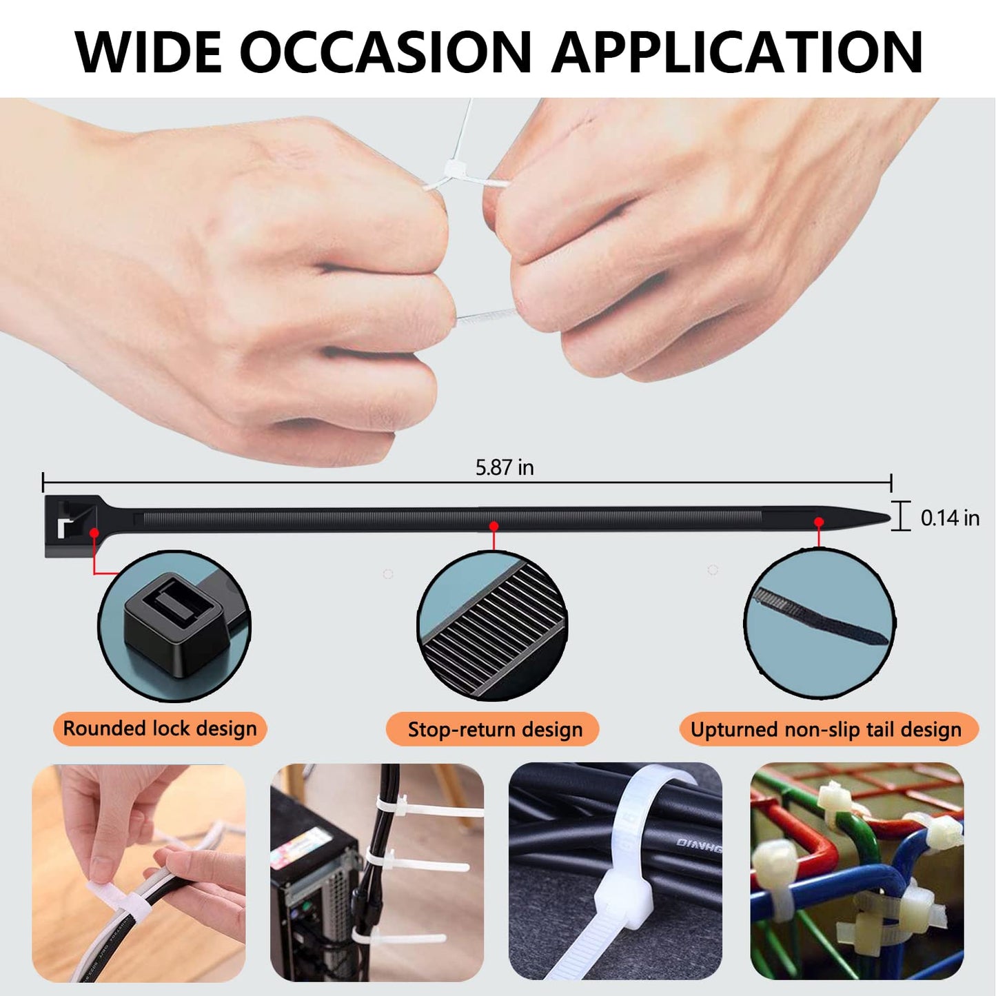 265 Pcs Cable Management Organizer Kit, 4 Cable Management Sleeves, 39 Adhesive Cable Clips, 200 Cable Zip Ties, 20 pcs and 2 Roll Self Velcro Cable Ties, for TV Home Office Cord Holder for Desk etc