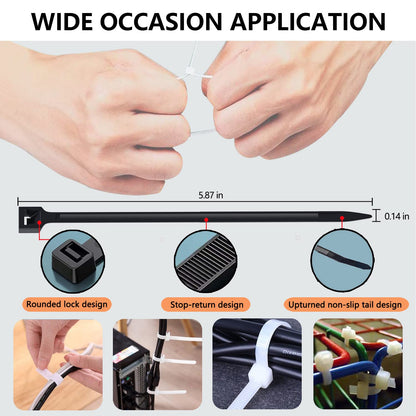 265 Pcs Cable Management Organizer Kit, 4 Cable Management Sleeves, 39 Adhesive Cable Clips, 200 Cable Zip Ties, 20 pcs and 2 Roll Self Velcro Cable Ties, for TV Home Office Cord Holder for Desk etc