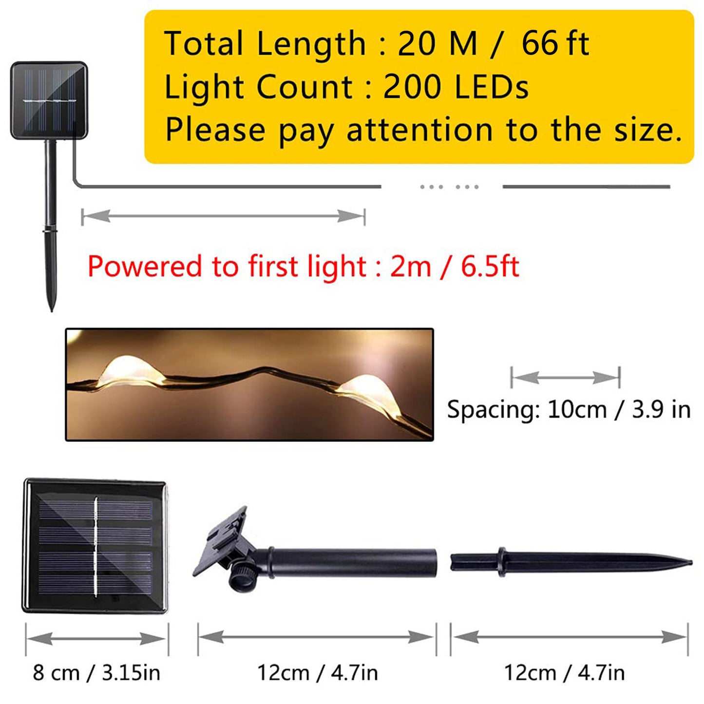 Extra-Long Solar String Lights Outdoor, 2-Pack Each 72FT 200 LED Solar Lights Outdoor, Waterproof 8 Modes Solar Fairy Lights for Eid Mubarak Ramadan Decoration Party Garden(Warm White)