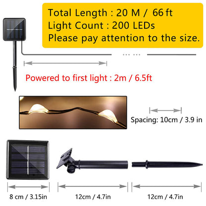 Extra-Long Solar String Lights Outdoor, 2-Pack Each 72FT 200 LED Solar Lights Outdoor, Waterproof 8 Modes Solar Fairy Lights for Eid Mubarak Ramadan Decoration Party Garden(Warm White)