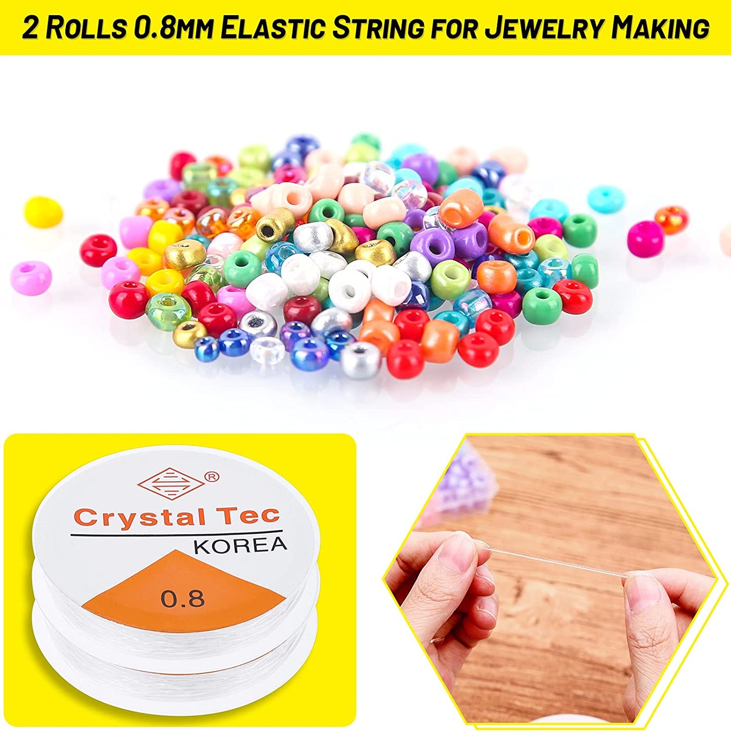 Tiokkss Bead Kits for Bracelet Making, 5200 Pcs 4mm Small Pony Seed Beads for Jewelry Supplies with Alphabet Letter Beads Elastic String Cords Pendant Charms for Kids DIY Necklaces Art Crafting