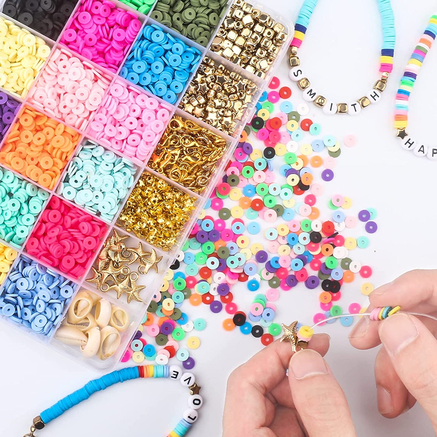 Tiokkss 5000 Pcs Clay Beads for Bracelet Making, 234 pcs Letter Beads with 16 pcs Colorful Hearts Beads for Jewelry Making Kit Bracelets Necklace