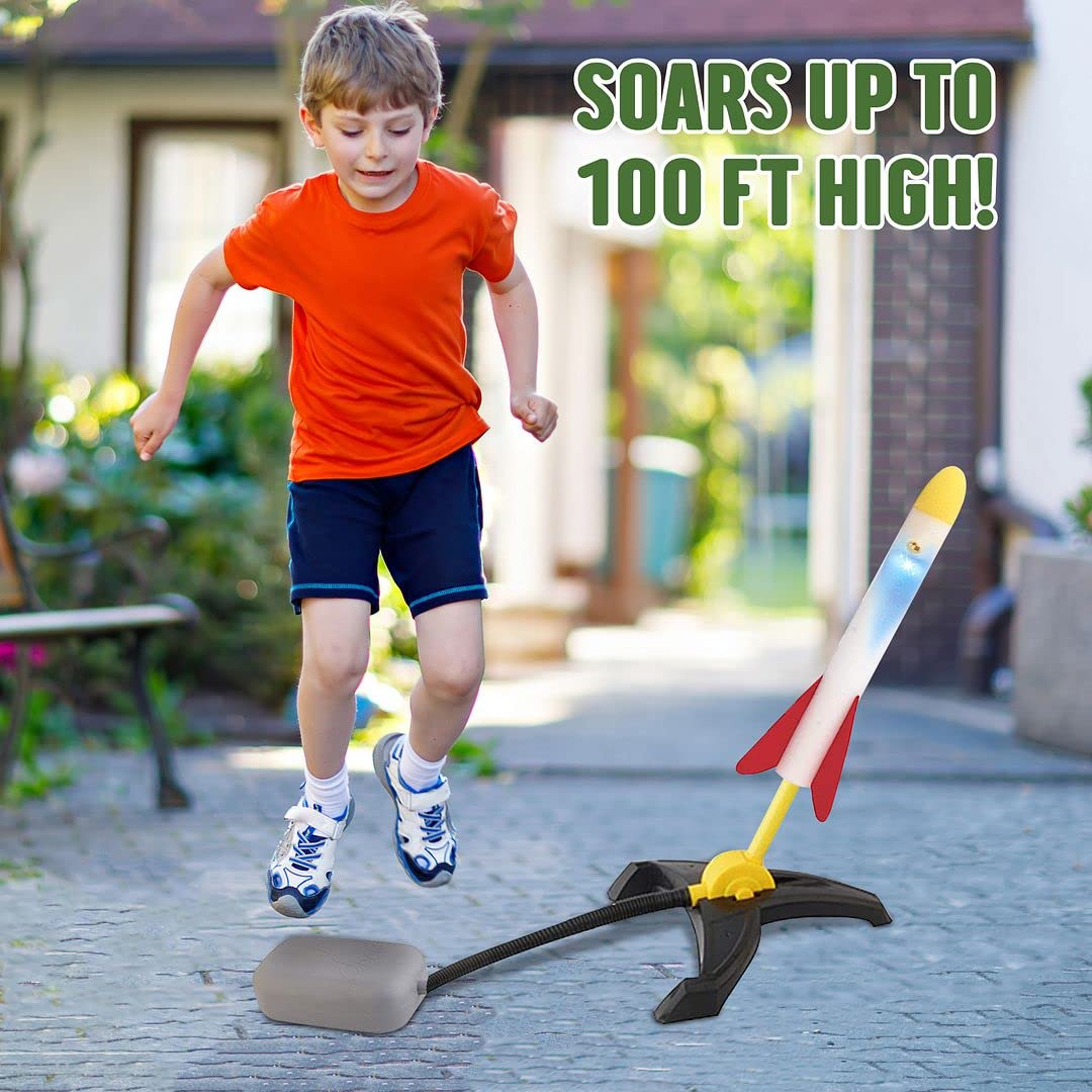 Mtanvxay Dual Rocket Launchers for Kids, Rocket Launcher with 2 Launchers and 6 Foam Rockets ( 2 Glow Rockets), Great Gift Toys for Boys and Girls Ages 5+ Years for Outdoor Play in Backyard or Park