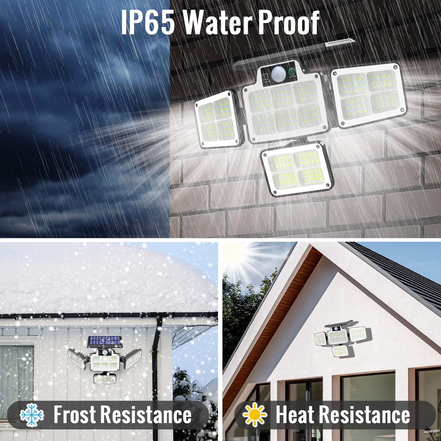 Solar Light Outdoor with Motion Sensor, Tiokkss Security Lights with Remote Control 4 Rotatable Heads 228 LEDs 7000K IP65 Waterproof Flood Lights for Garage Yard Garden (1Pack)