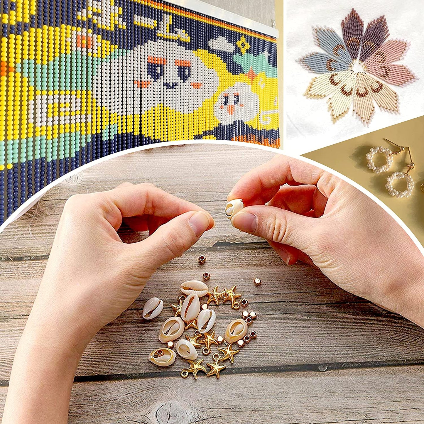 Tiokkss Beads for Jewellery Making, 4mm Seed Beads Set for Bracelet Making, DIY Bracelets Necklace Ring Making Kits Decorations, Charms Pendants DIY Art Craft Kit for Girls