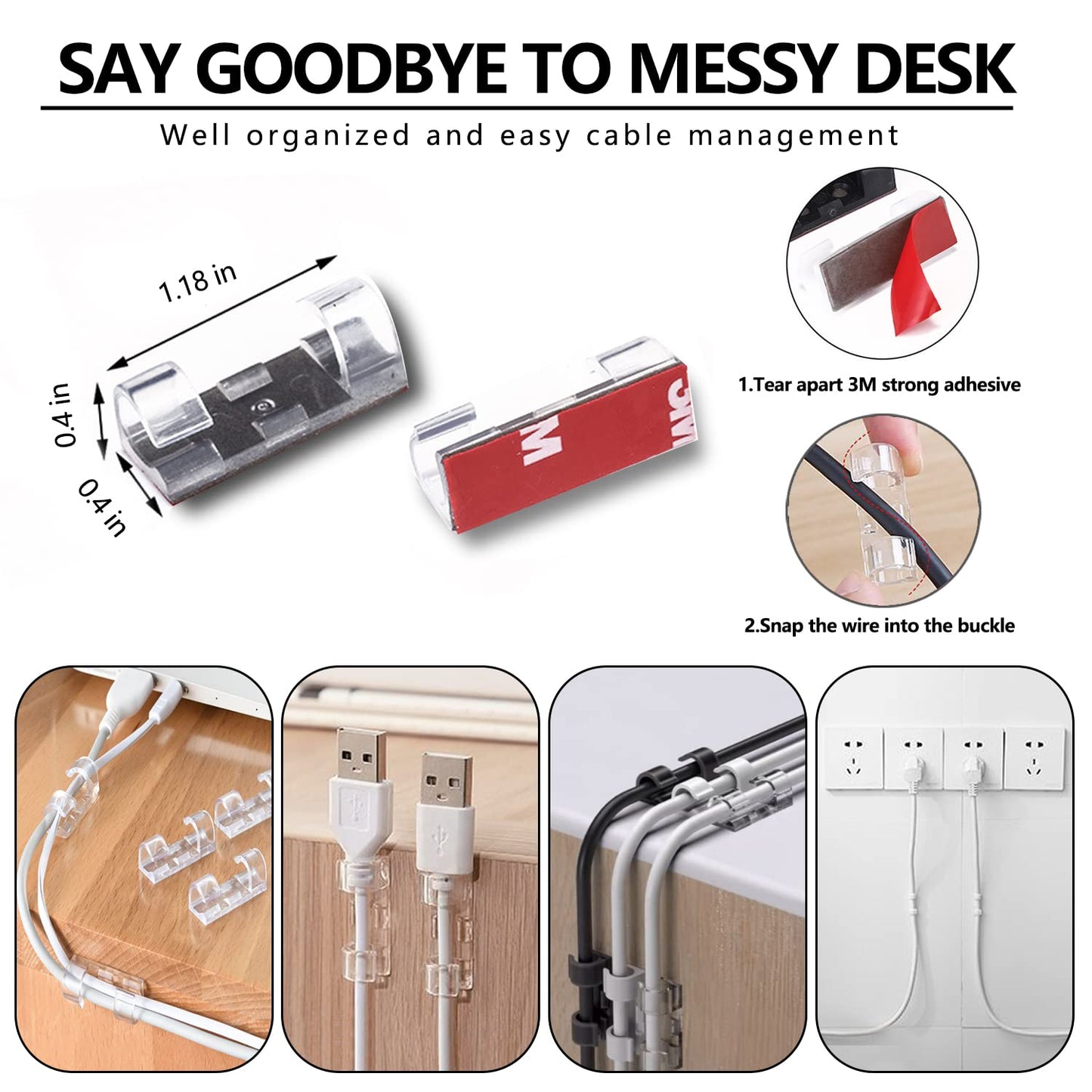 265 Pcs Cable Management Organizer Kit, 4 Cable Management Sleeves, 39 Adhesive Cable Clips, 200 Cable Zip Ties, 20 pcs and 2 Roll Self Velcro Cable Ties, for TV Home Office Cord Holder for Desk etc