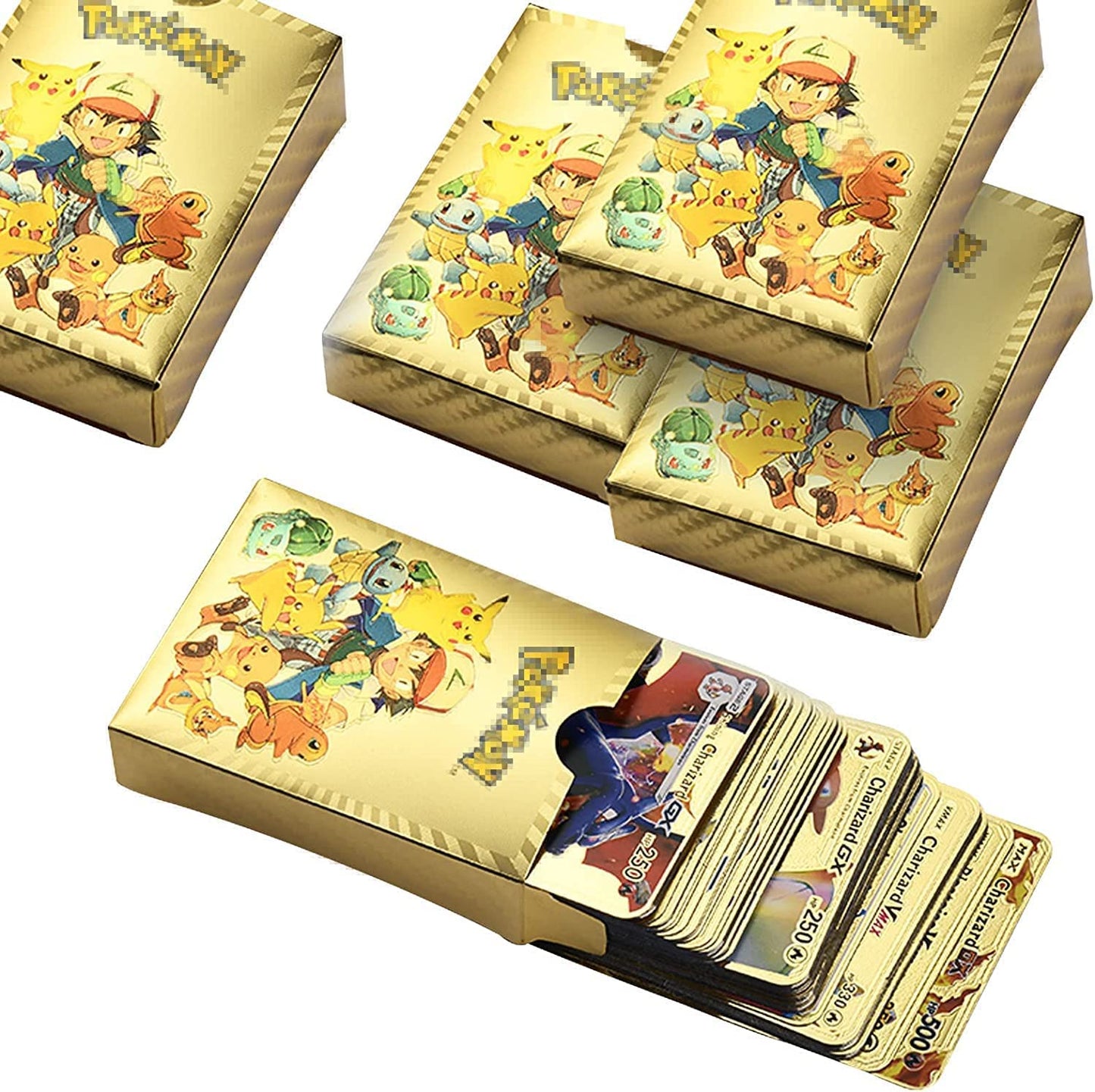 54 PCS TCG Deck Box Including Gold Foil Card Assorted Cards (8 GX Rare Cards 12 V Series Cards 22 Vmax Rares,1 DX Charizard Card and10 Common/Uncommons 1 Mystery Card)